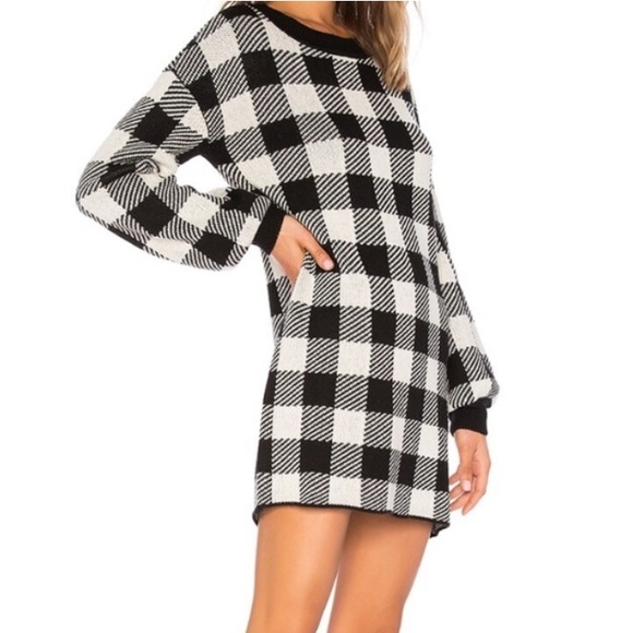 REVOLVE Dresses & Skirts - LPA REVOLVE Floyd Buffalo Check Plaid Wool blend mini sweater dress size XS